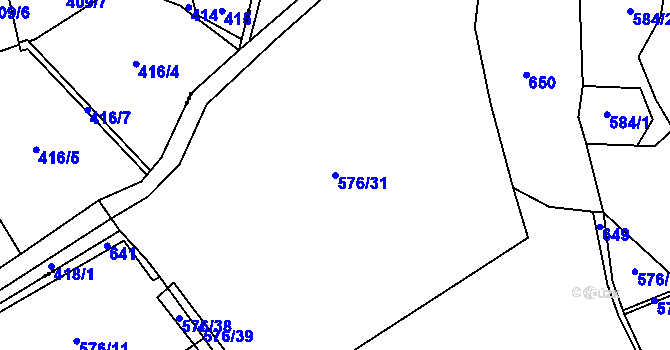Parcela st. 576/31 v KÚ Štětkovice, Katastrální mapa