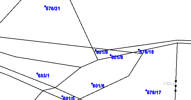Parcela st. 601/9 v KÚ Štětkovice, Katastrální mapa