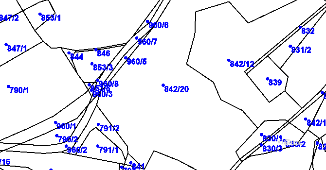 Parcela st. 842/20 v KÚ Štětkovice, Katastrální mapa