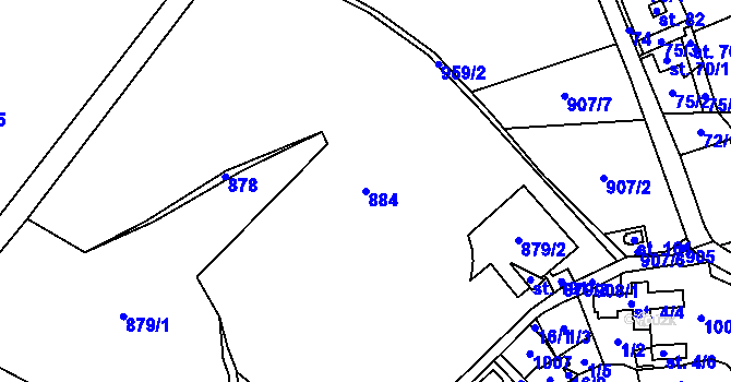 Parcela st. 884 v KÚ Štětkovice, Katastrální mapa