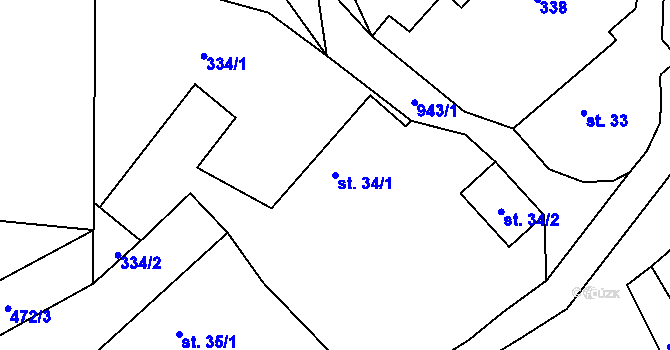Parcela st. 34/1 v KÚ Štětkovice, Katastrální mapa
