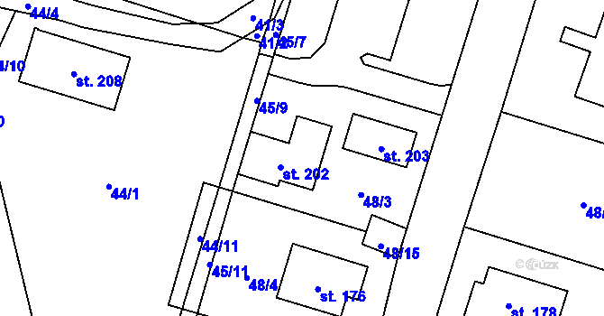 Parcela st. 202 v KÚ Štětkovice, Katastrální mapa