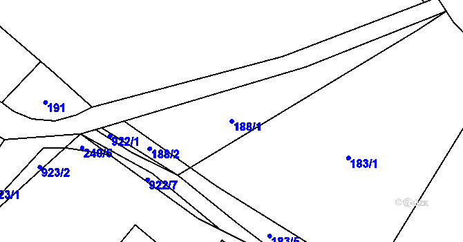Parcela st. 188/1 v KÚ Štětkovice, Katastrální mapa