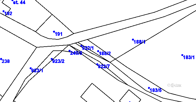 Parcela st. 188/2 v KÚ Štětkovice, Katastrální mapa