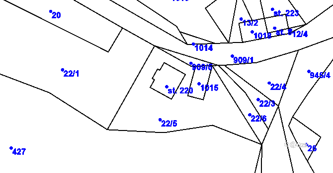 Parcela st. 220 v KÚ Štětkovice, Katastrální mapa