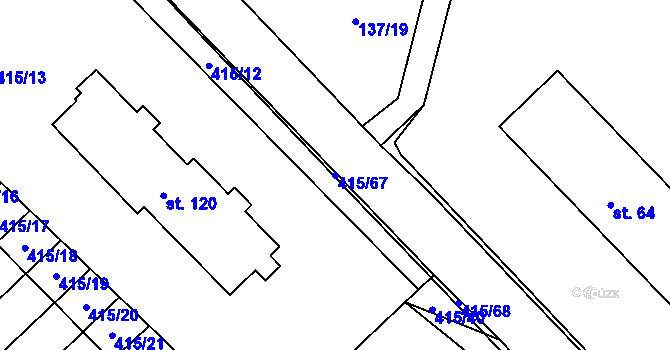 Parcela st. 415/67 v KÚ Štětkovice, Katastrální mapa