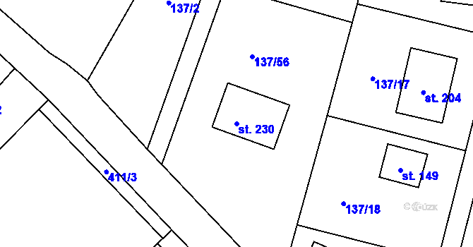 Parcela st. 230 v KÚ Štětkovice, Katastrální mapa
