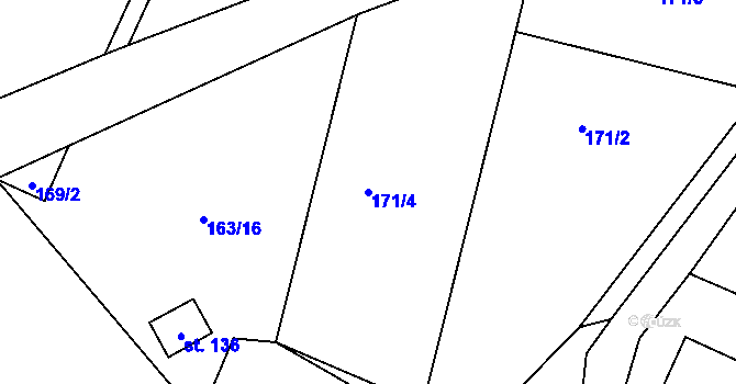 Parcela st. 171/4 v KÚ Štětkovice, Katastrální mapa