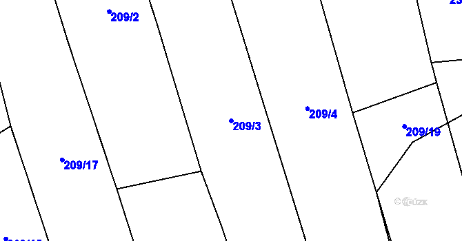 Parcela st. 209/3 v KÚ Křečov, Katastrální mapa