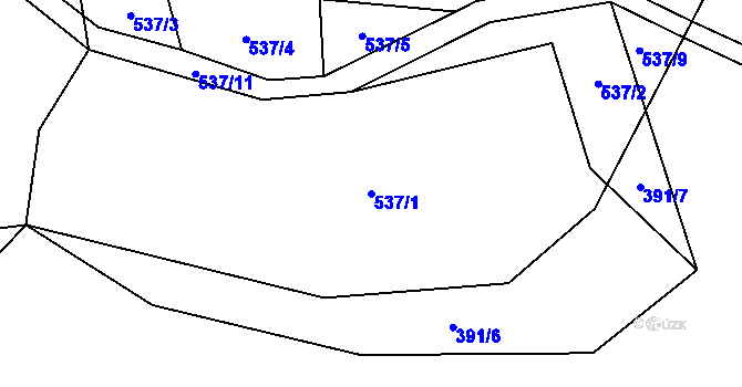Parcela st. 537/1 v KÚ Křečov, Katastrální mapa