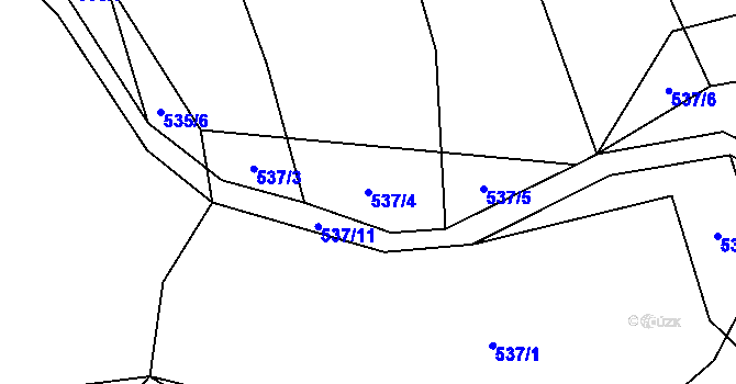 Parcela st. 537/4 v KÚ Křečov, Katastrální mapa