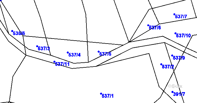 Parcela st. 537/5 v KÚ Křečov, Katastrální mapa