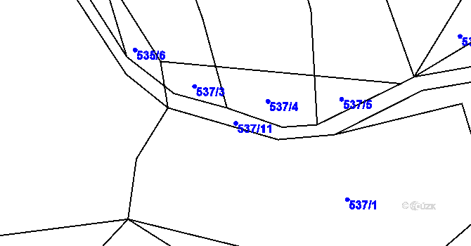 Parcela st. 537/11 v KÚ Křečov, Katastrální mapa