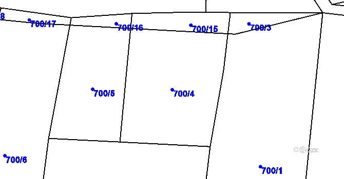 Parcela st. 700/4 v KÚ Křečov, Katastrální mapa