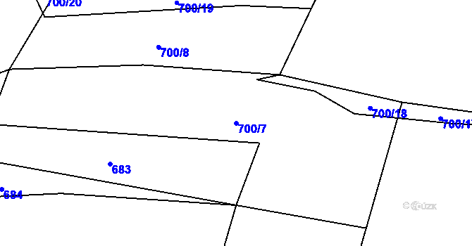 Parcela st. 700/7 v KÚ Křečov, Katastrální mapa