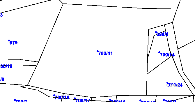 Parcela st. 700/11 v KÚ Křečov, Katastrální mapa