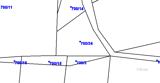 Parcela st. 700/24 v KÚ Křečov, Katastrální mapa