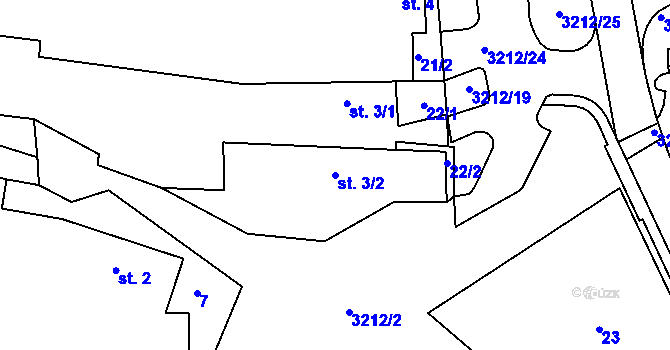 Parcela st. 3/2 v KÚ Štichovice, Katastrální mapa