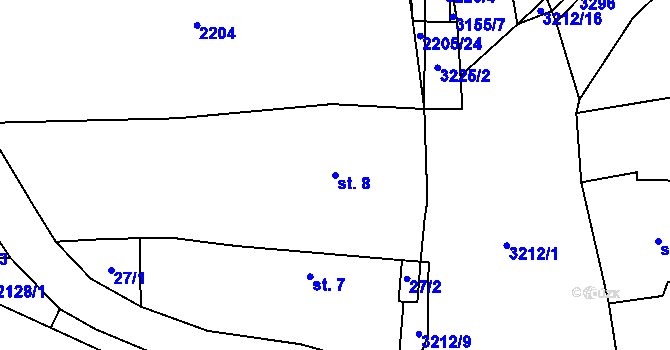 Parcela st. 8 v KÚ Štichovice, Katastrální mapa