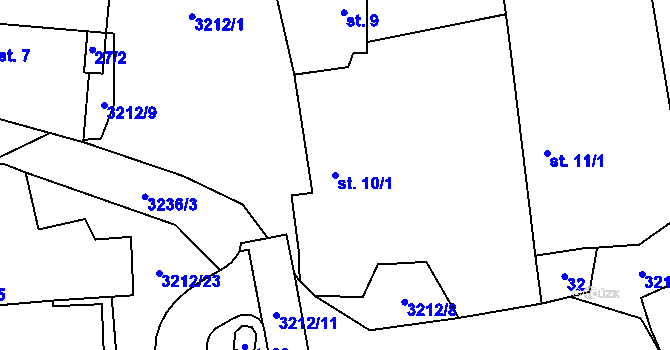 Parcela st. 10/1 v KÚ Štichovice, Katastrální mapa