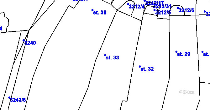 Parcela st. 33 v KÚ Štichovice, Katastrální mapa