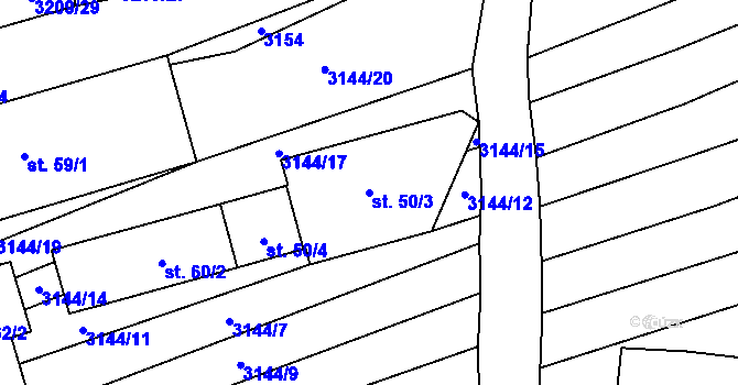 Parcela st. 50/3 v KÚ Štichovice, Katastrální mapa