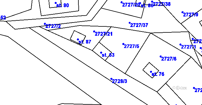 Parcela st. 53 v KÚ Štichovice, Katastrální mapa