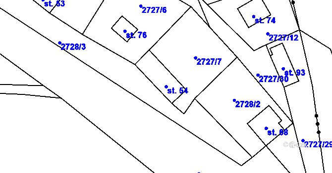 Parcela st. 54 v KÚ Štichovice, Katastrální mapa