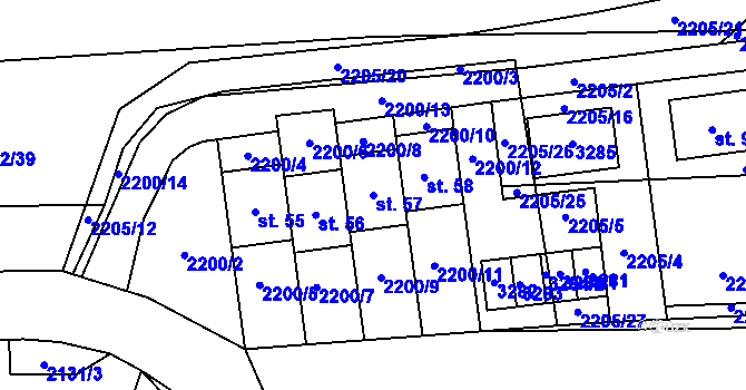Parcela st. 57 v KÚ Štichovice, Katastrální mapa