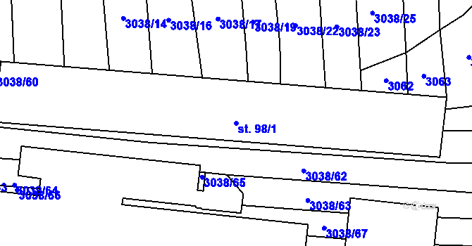 Parcela st. 98/1 v KÚ Štichovice, Katastrální mapa