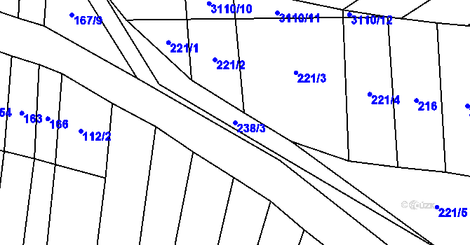 Parcela st. 238/3 v KÚ Štichovice, Katastrální mapa