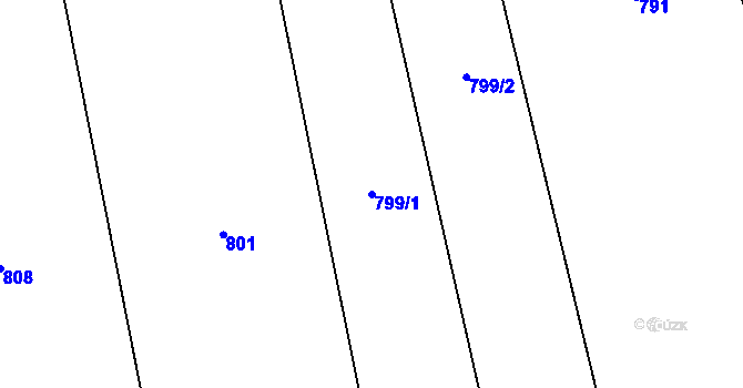 Parcela st. 799/1 v KÚ Štichovice, Katastrální mapa