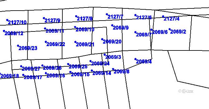 Parcela st. 2069/3 v KÚ Štichovice, Katastrální mapa