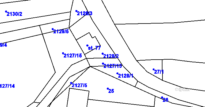 Parcela st. 2128/2 v KÚ Štichovice, Katastrální mapa
