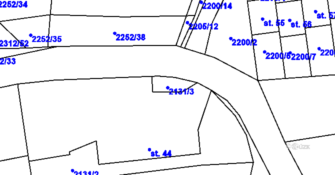 Parcela st. 2131/3 v KÚ Štichovice, Katastrální mapa