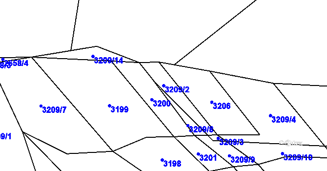 Parcela st. 3209/2 v KÚ Štichovice, Katastrální mapa
