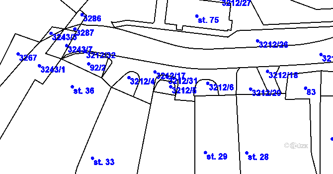 Parcela st. 3212/5 v KÚ Štichovice, Katastrální mapa