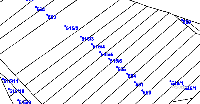 Parcela st. 515/5 v KÚ Štichovice, Katastrální mapa