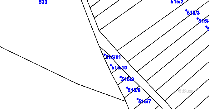 Parcela st. 515/11 v KÚ Štichovice, Katastrální mapa