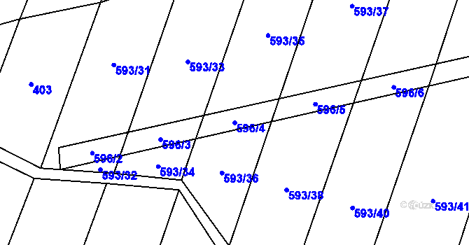 Parcela st. 596/4 v KÚ Štichovice, Katastrální mapa