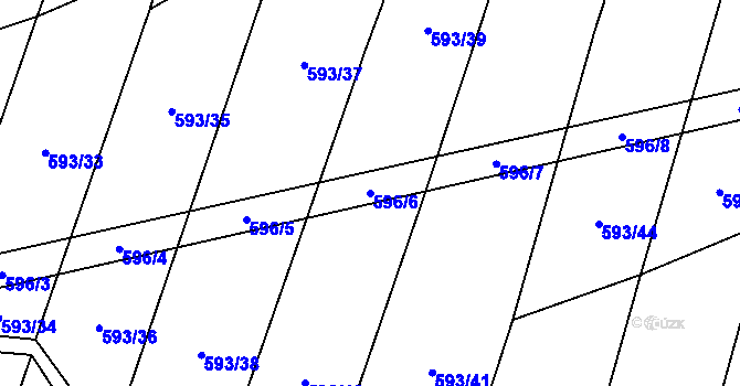 Parcela st. 596/6 v KÚ Štichovice, Katastrální mapa