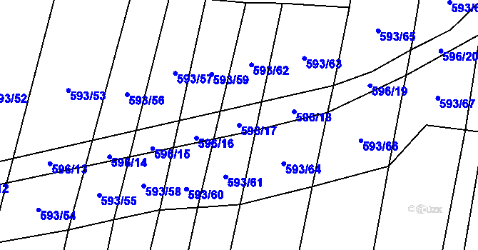 Parcela st. 596/17 v KÚ Štichovice, Katastrální mapa