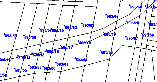 Parcela st. 596/18 v KÚ Štichovice, Katastrální mapa