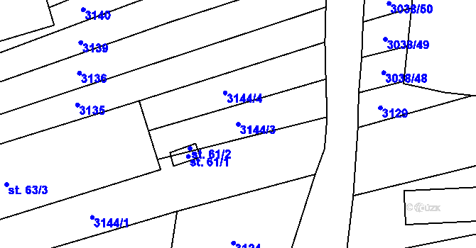 Parcela st. 3144/3 v KÚ Štichovice, Katastrální mapa