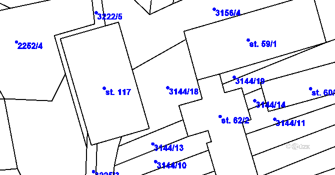 Parcela st. 3144/18 v KÚ Štichovice, Katastrální mapa