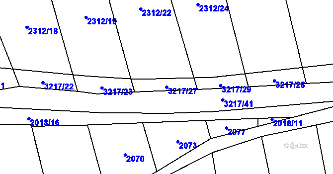Parcela st. 3217/27 v KÚ Štichovice, Katastrální mapa