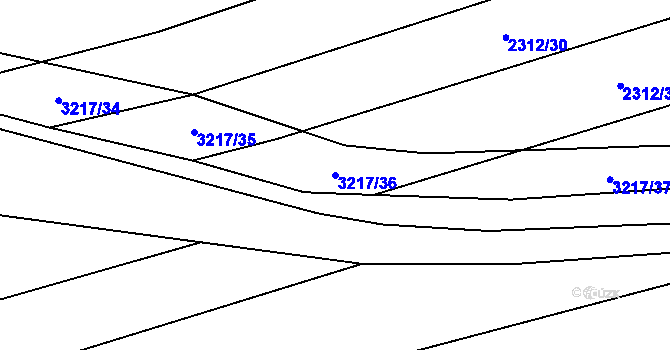 Parcela st. 3217/36 v KÚ Štichovice, Katastrální mapa