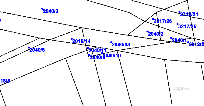 Parcela st. 2040/10 v KÚ Štichovice, Katastrální mapa