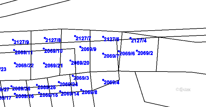 Parcela st. 2069/7 v KÚ Štichovice, Katastrální mapa