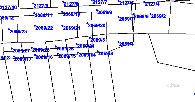 Parcela st. 2069/8 v KÚ Štichovice, Katastrální mapa